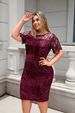 Women's Plus Size Sequin Dress Short Sleeve Personalized Extra Large Size_ecoleips.com