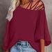 Women's Off-Shoulder Loose T-Shirts Solid Color Casual Top Polyester Cotton Tees For Autumn Winter New Style American Ladies_ecoleips.com