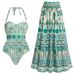Women's Clothing Sexy One Piece Swimsuit For Women Fashionable Two Piece Set With Mesh Skirt Retro Hard Bag Swimwear_ecoleips.com
