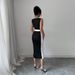 Voya Women's Mature Intellectual Style Long Skirt With Square Neckline And Suspender, Contrasting Color Dress, Sexy Temperament Skirt_ecoleips.com
