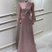 Hui Muslim Islamic Stand Collar Full Coverage Long Sleeve Detachable Two-Piece Evening Dress Elegant And Graceful Outfit_ecoleips.com