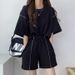 Women's Casual 2-Piece Outfit, Short Sleeve T-Shirt & Drawstring Shorts Set_ecoleips.com