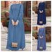 Women's Clothing New Muslim Middle Eastern Style Casual Loose Solid Color Elegant Long Sleeved Ladies Denim Long Skirt_ecoleips.com