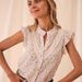 Ins2026 New Product Women's Printed Small Floral Lace Splicing Small Flying Sleeve Shirt Top_ecoleips.com