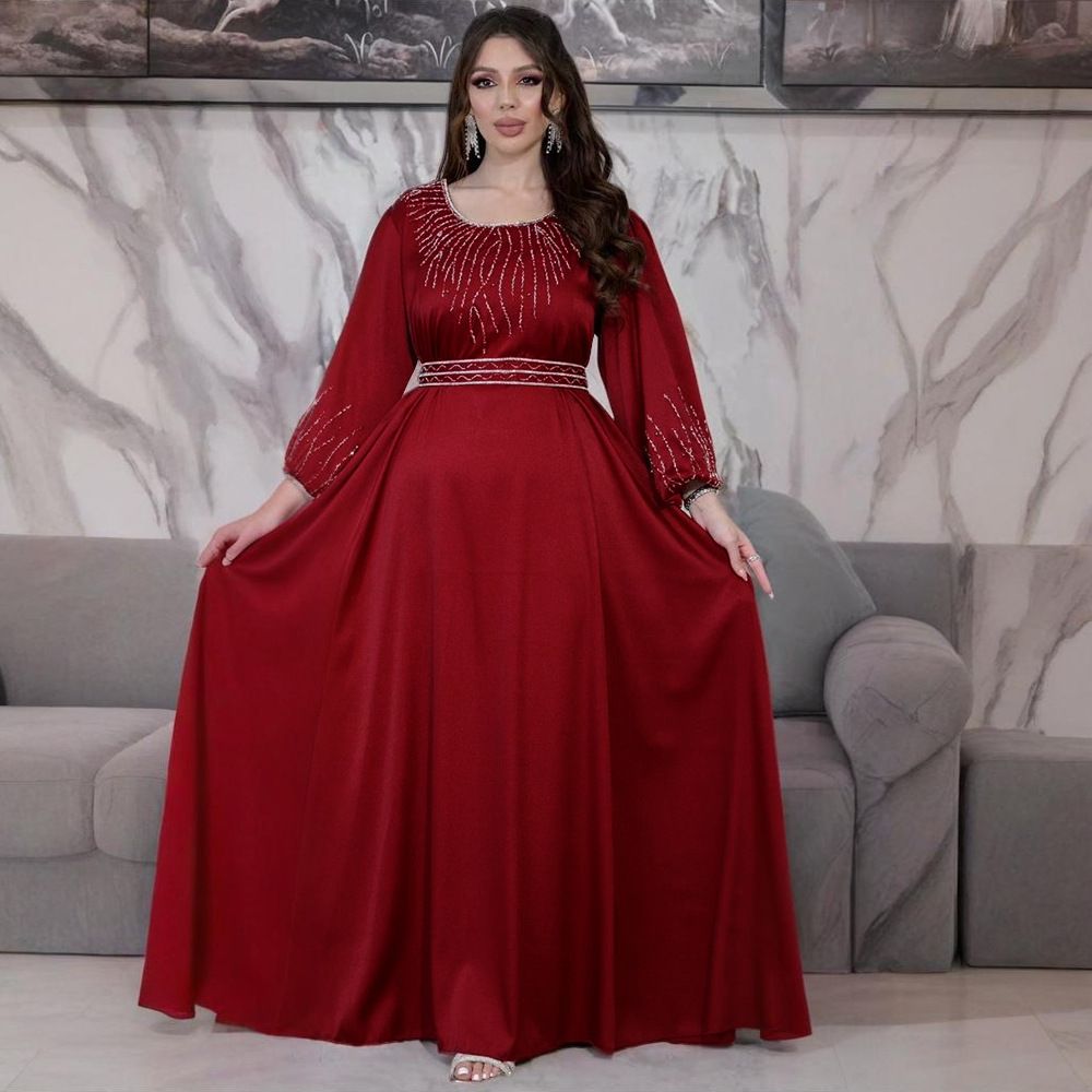 Muslim Women's Hot Diamond Belt Long Dress Evening Dress Long Dress_ecoleips.com