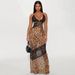 Women's Printed Leopard Patchwork Lace Suspender Fishtail Long Dress European American Style for Wholesale 2025 New Export_ecoleips.com