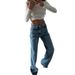 Women's Clothing Classic High Waist Loose Slim Hot Girl Jeans Washed Blue Street Style Wide Leg Trousers For Women_ecoleips.com