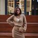 Elegant Ribbed Knit Sweater & Mini Skirt Set – Slim-Fit Long Sleeve Cardigan With Button Detail For Women_ecoleips.com