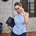 Korean Style Women's Minimalist Striped Sleeveless Shirt Vest Casual Fashion Professional Collared Tie Waist Top_ecoleips.com
