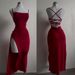 Women's Sexy Halter Backless Lace Up High Slit Bodycon Maxi Dress – Summer Party Club Gown 2026_ecoleips.com
