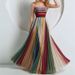 Women's Elegant Fashion Dress Spring 2026 Waist Cinching Pleated Printed Long Skirt Casual American Style For Summer_ecoleips.com