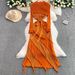 Women's Clothing Retro Long Sleeved Dress Dress Female Summer High End Light Pleated Waist Earrings Long Skirt_ecoleips.com