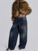 Trendy Faux Fur Coat With Metal Zipper & Hood, Oversized Streetwear Jacket For Women, Winter Fashion Outerwear (Black/Beige)_ecoleips.com