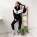 Women's Casual Hooded Color Block Two Piece Set Trendy Drawstring Long Sleeved Spring Autumn_ecoleips.com