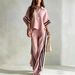 2027 Summer Fashion European-USA Style Women Lapel Half Button Short Sleeve Shirt +Elastic Waist Pants Striped Two-Piece Casual Sets S-5XL_ecoleips.com