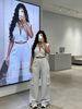 Women's Clothing Spring Summer Two Piece Set Collared Zip Up Cropped Sleeveless Top Elastic Waist Cargo Pants_ecoleips.com
