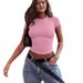 2025 Xiyin Solid Color Round Neck Basic Short Sleeved T-shirt For Women_ecoleips.com
