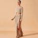 Voya Voya New Women's European And American Long Sleeve Short Top Beach Cover-Up Sexy Bikini Swimsuit Cover Skirt Sun Protection 2-Piece Set_ecoleips.com