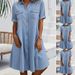 Women's Clothing Denim Dress Solid Color Plus Size Dress Plus Size Denim Dress – Oversized Cotton Shirt Dress (Light Blue, Dark Blue, Black)_ecoleips.com
