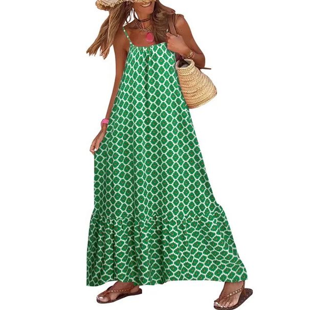 Women's Clothing Geometric Print Long Dress Trendy Geometric Print Sleeveless Dress – Strappy Streetwear Maxi Dress In Vibrant Colors (S-2XL)_ecoleips.com