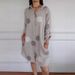 Women's V-Neck Floral Print Shirt Dress, Long Sleeve Linen Blend Button Down Maxi Dress For Casual Elegance_ecoleips.com