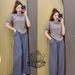 Women's Clothing Summer Women's Chic Two Piece Set Style Striped Top Wide Leg Pants Cool Clothing For Formal & Casual For Women_ecoleips.com