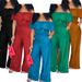 Chic Denim-Look Jumpsuit For Plus Size Women, Open-Back Romper With Shawl Collar, Stretch Comfort In Sizes 1XL To 5XL, Casual Boho Outfit_ecoleips.com