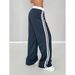 Women's Clothing Casual Pants For Women High Waist Drape Loose Straight Sports Sweatpants Striped Stitching Wide Leg Long Pants_ecoleips.com