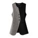 Women's Clothing round neck vest new design slim fit plaid vest outer wear waistcoat _ecoleips.com