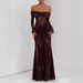 Elegant Fashion Off The Shoulder Long Lace Dress Long Sleeve Party Evening Gown Dress For Formal Occasions_ecoleips.com