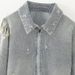 Women's Distressed Cropped Denim Jacket, Vintage Washed Zip Up Oversized Long Sleeve Jean Coat, Casual Streetwear Daily Outerwear With Frayed Details_ecoleips.com