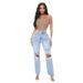 Women's Clothing Street Fashion Straight Trousers High Waist Washed Worn Jeans_ecoleips.com