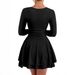 European And American Women's Fashion Export Hot Girl Slim Fit Square Neck Long Sleeve Winter High-End Feel_ecoleips.com