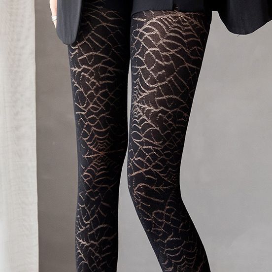 Spring And Summer New Spider Web Pattern Tights, Anti-snag Vintage Hollow Jacquard Sexy Stockings For Women_ecoleips.com