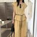 Fashion Casual Linen Suit For Women 2025 Summer New Style Flutter Sleeve Top Wide Leg Pants Two-Piece Set Trendy_ecoleips.com