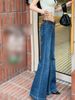 Women's Clothing Vintage Blue Low-Rise Flared Jeans – Stretch Bootcut Denim With Retro Wash (XS-XL)_ecoleips.com
