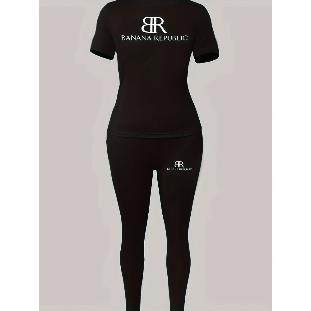 Women's Clothing Style Women's Fashion Tight Fitting T-Shirt Pants And Short Sleeved Set Clothing For Women_ecoleips.com