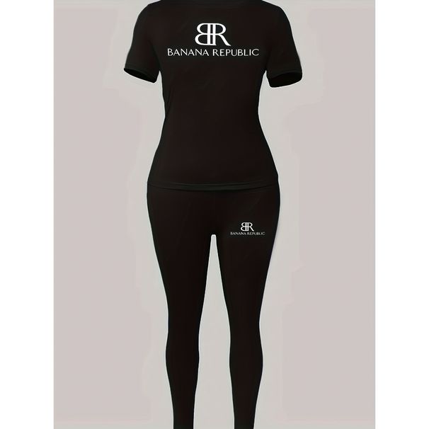 Women's Clothing Style Women's Fashion Tight Fitting T-Shirt Pants And Short Sleeved Set Clothing For Women_ecoleips.com
