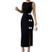 Rui Chuo Cross-Border Foreign Trade Independent Station European And American 2025 Autumn Slim Fit Bow Sleeveless Slit_ecoleips.com