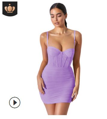 European And American Cross-Border 2026 Pleated Summer New Women's Fashion Backless Strap Mesh Dress_ecoleips.com