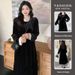 Autumn Winter New Korean Fashion Velvet Patchwork Maternity Dress_ecoleips.com