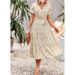 2023 European And American Women's Fashion Summer New V-neck Tie Floral Slit Dress_ecoleips.com