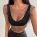 y2k Sexy Mesh Crop Tops For Women 2025 Summer Rhinestones Fashion Party See Through Fishnet Tank Hollow Out Backless Top New_ecoleips.com