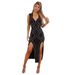 Women's Clothing sexy rhinestone twisted pattern slit sleeveless vest dress_ecoleips.com
