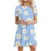 3D Daisy Print Dresses For Summer Plant Flowers Short Sleeve Dress Fashion O-Neck Loose Dress Oversized Women Casual Clothing_ecoleips.com