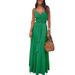 Women Summer V Neck Button Down Sleeveless Strap Long Dress Elegant Casual Commuter Solid Color Maxi Dress For Ladies_ecoleips.com