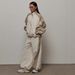 Women's Stylish Contrast Color Drawstring Sport Jacket & Pants Set - Casual Streetwear Outfit For Women (White/Grey/Black, S/M/L/XL)_ecoleips.com