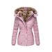 Women's Slim-Fit Zip-Up Hooded Coat With Faux Fur Trim, Warm Winter Jacket, Long Sleeve Quilted Outerwear, Casual Puffer Coat For Cold Weather_ecoleips.com