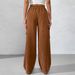 Voya 2026 Spring/Summer New European And American Women's Loose-Fit Elastic Waist Cargo Pants Corduroy Wide-Leg Straight Casual Pants_ecoleips.com