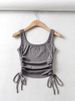 New Arrival Girls Casual Solid Colour Two Side Drawstring Vest Folds Shirring Sexy Tank&Camis_ecoleips.com